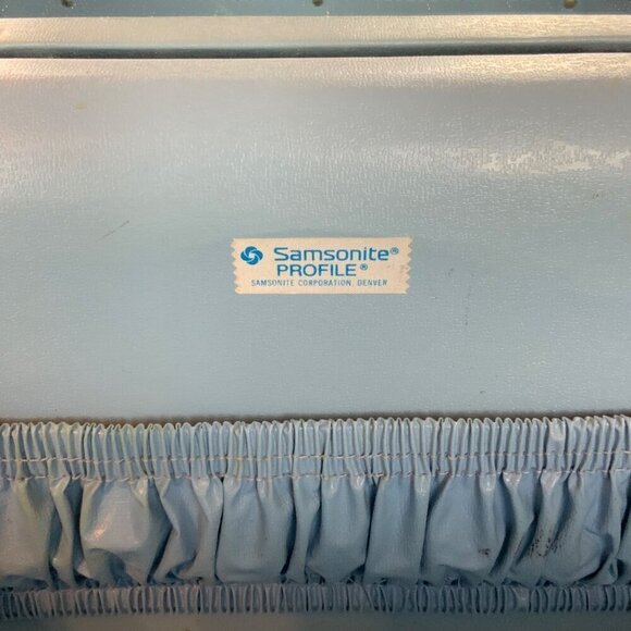 Vintage Samsonite Profile Blue Train Cosmetic Case With Handle & Mirror No KEYS - Picture 7 of 8